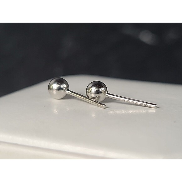 925 Sterling Silver Spherical Stud Earrings Vintage, READ Description - Picture 4 of 10